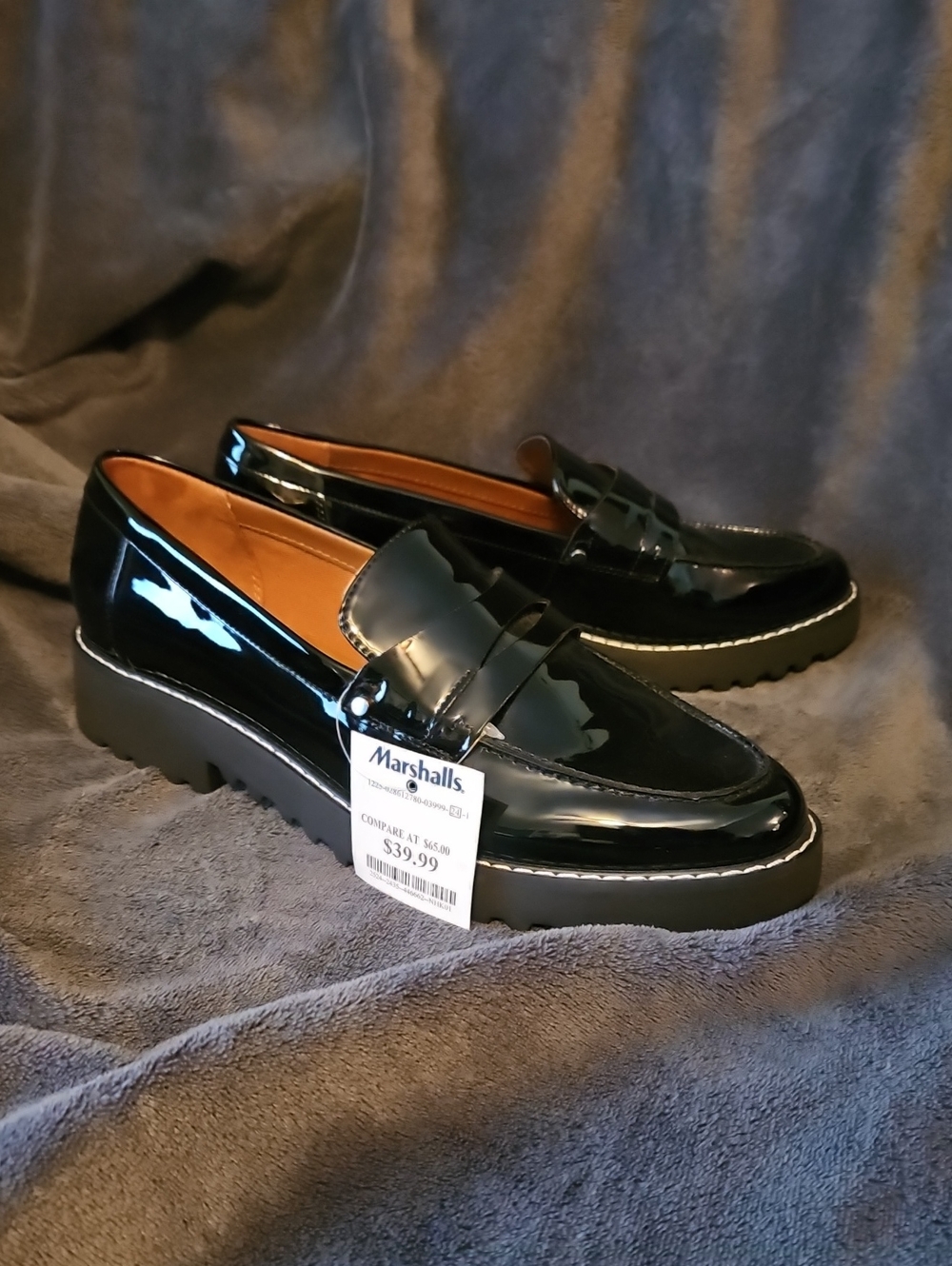 NWT Franco Sarto Black Patent Leather Penny Loafers